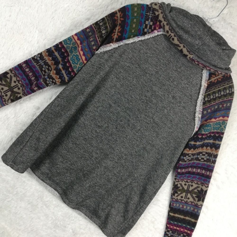12pm Mon Ami Womens Sweater Cowl Neck Aztec Print‎ Colorblock Gray Multicolor S - Picture 11 of 11